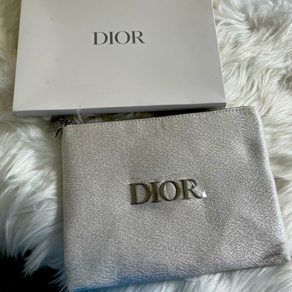 Dior silver pouch with box